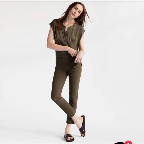 R Label The Reset Side Zip Skinny Pants Olive Green Work Office Pant NEW Large - Picture 2 of 15